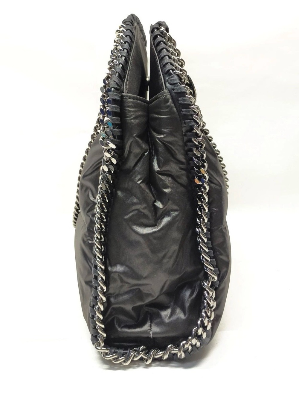 Stella McCartney Black Puffer Shoulder Bag with Chain Trim - Picture 3 of 9